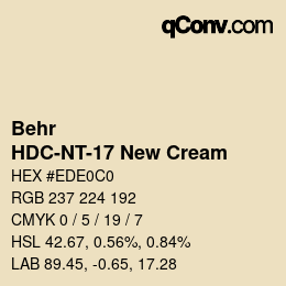 Color code: Behr - HDC-NT-17 New Cream | qconv.com