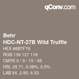 Code couleur: Behr - HDC-NT-27B Wild Truffle | qconv.com