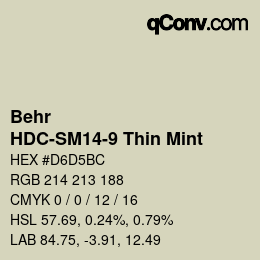 Color code: Behr - HDC-SM14-9 Thin Mint | qconv.com