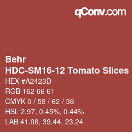 Color code: Behr - HDC-SM16-12 Tomato Slices | qconv.com