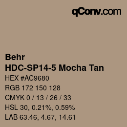 Color code: Behr - HDC-SP14-5 Mocha Tan | qconv.com