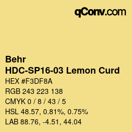 Color code: Behr - HDC-SP16-03 Lemon Curd | qconv.com