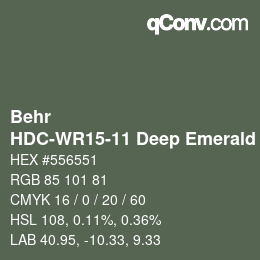 Code couleur: Behr - HDC-WR15-11 Deep Emerald | qconv.com