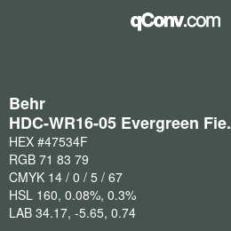 Color code: Behr - HDC-WR16-05 Evergreen Field | qconv.com
