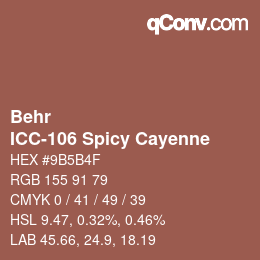 カラーコード: Behr - ICC-106 Spicy Cayenne | qconv.com