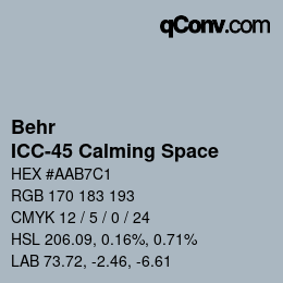 カラーコード: Behr - ICC-45 Calming Space | qconv.com