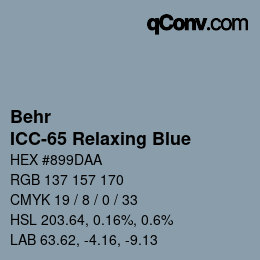 カラーコード: Behr - ICC-65 Relaxing Blue | qconv.com