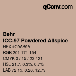 Color code: Behr - ICC-97 Powdered Allspice | qconv.com