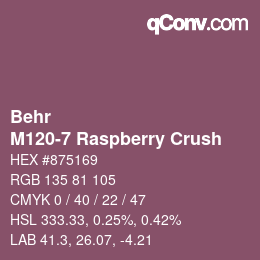 Code couleur: Behr - M120-7 Raspberry Crush | qconv.com