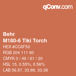 Code couleur: Behr - M180-6 Tiki Torch | qconv.com