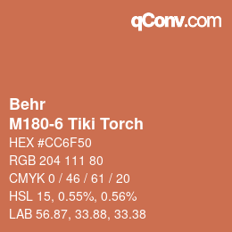 カラーコード: Behr - M180-6 Tiki Torch | qconv.com