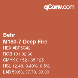 カラーコード: Behr - M180-7 Deep Fire | qconv.com