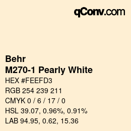 カラーコード: Behr - M270-1 Pearly White | qconv.com