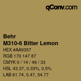 カラーコード: Behr - M310-6 Bitter Lemon | qconv.com