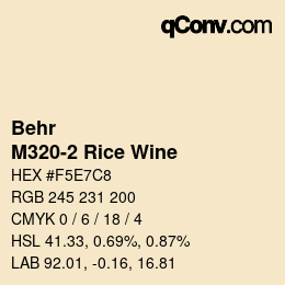 カラーコード: Behr - M320-2 Rice Wine | qconv.com