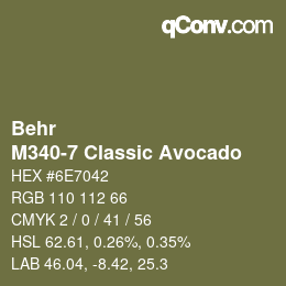 カラーコード: Behr - M340-7 Classic Avocado | qconv.com