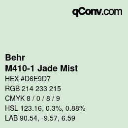 Color code: Behr - M410-1 Jade Mist | qconv.com