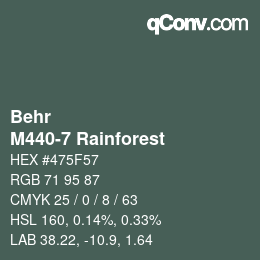 カラーコード: Behr - M440-7 Rainforest | qconv.com
