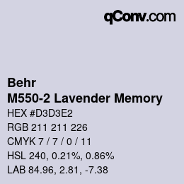 Color code: Behr - M550-2 Lavender Memory | qconv.com