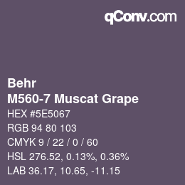 カラーコード: Behr - M560-7 Muscat Grape | qconv.com
