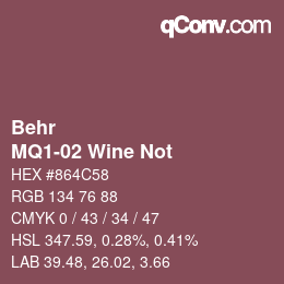 カラーコード: Behr - MQ1-02 Wine Not | qconv.com