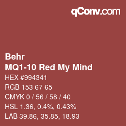 Color code: Behr - MQ1-10 Red My Mind | qconv.com