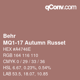 Code couleur: Behr - MQ1-17 Autumn Russet | qconv.com