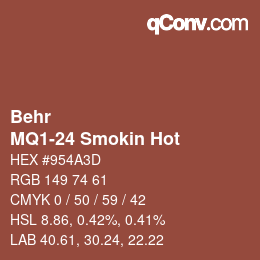 Code couleur: Behr - MQ1-24 Smokin Hot | qconv.com