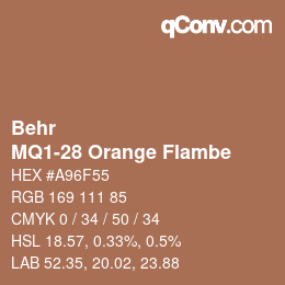 Code couleur: Behr - MQ1-28 Orange Flambe | qconv.com