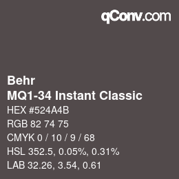 カラーコード: Behr - MQ1-34 Instant Classic | qconv.com