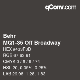 Color code: Behr - MQ1-35 Off Broadway | qconv.com