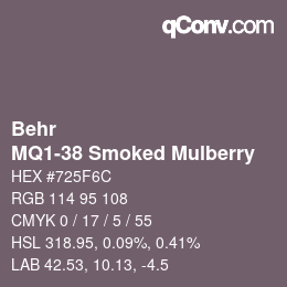 Color code: Behr - MQ1-38 Smoked Mulberry | qconv.com