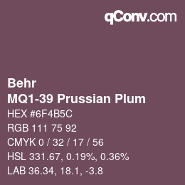 Code couleur: Behr - MQ1-39 Prussian Plum | qconv.com