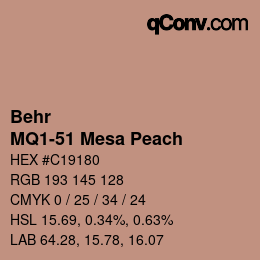 カラーコード: Behr - MQ1-51 Mesa Peach | qconv.com