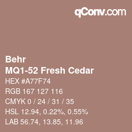 Color code: Behr - MQ1-52 Fresh Cedar | qconv.com
