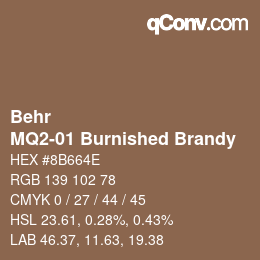 カラーコード: Behr - MQ2-01 Burnished Brandy | qconv.com