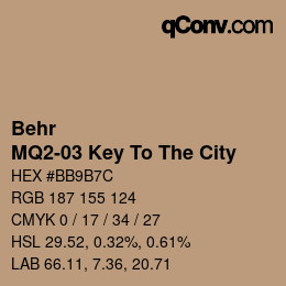 カラーコード: Behr - MQ2-03 Key To The City | qconv.com