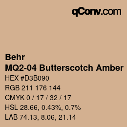 カラーコード: Behr - MQ2-04 Butterscotch Amber | qconv.com