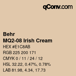 Farbcode: Behr - MQ2-08 Irish Cream | qconv.com