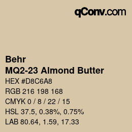 カラーコード: Behr - MQ2-23 Almond Butter | qconv.com