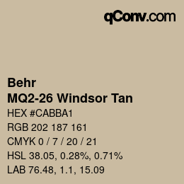 カラーコード: Behr - MQ2-26 Windsor Tan | qconv.com