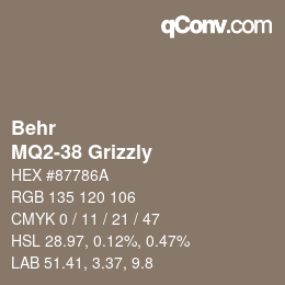 カラーコード: Behr - MQ2-38 Grizzly | qconv.com