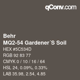 Color code: Behr - MQ2-54 Gardener´S Soil | qconv.com