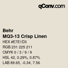 Color code: Behr - MQ3-13 Crisp Linen | qconv.com