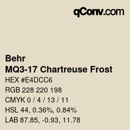 Code couleur: Behr - MQ3-17 Chartreuse Frost | qconv.com