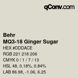 Código de color: Behr - MQ3-18 Ginger Sugar | qconv.com
