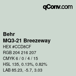 カラーコード: Behr - MQ3-21 Breezeway | qconv.com