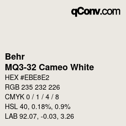 Color code: Behr - MQ3-32 Cameo White | qconv.com