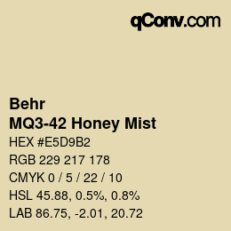 カラーコード: Behr - MQ3-42 Honey Mist | qconv.com