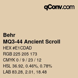 Color code: Behr - MQ3-44 Ancient Scroll | qconv.com